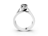 White gold Modern Tension Set Fancy Black Pear Cut Solitaire Wide Band Ring_3
