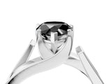 White gold Modern Tension Set Fancy Black Pear Cut Solitaire Wide Band Ring_4