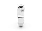 White gold Modern Tension Set Fancy Black Princess Cut Solitaire Wide Band Ring_2