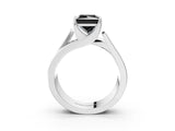 White gold Modern Tension Set Fancy Black Princess Cut Solitaire Wide Band Ring_3
