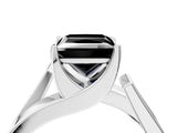 White gold Modern Tension Set Fancy Black Princess Cut Solitaire Wide Band Ring_4