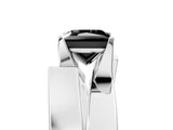 White gold Modern Tension Set Fancy Black Princess Cut Solitaire Wide Band Ring_5