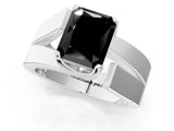 White gold Modern Tension Set Fancy Black Radiant Cut Solitaire Wide Band Ring_1