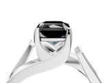 White gold Modern Tension Set Fancy Black Radiant Cut Solitaire Wide Band Ring_4