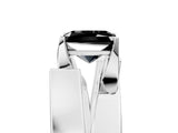 White gold Modern Tension Set Fancy Black Radiant Cut Solitaire Wide Band Ring_5