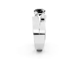 White gold Modern Tension Set Fancy Black Round Cut Solitaire Wide Band Ring_2