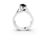 White gold Modern Tension Set Fancy Black Round Cut Solitaire Wide Band Ring_3