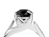 White gold Modern Tension Set Fancy Black Round Cut Solitaire Wide Band Ring_4