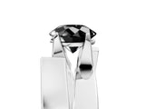 White gold Modern Tension Set Fancy Black Round Cut Solitaire Wide Band Ring_5