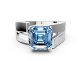 White gold Modern Tension Set Fancy Blue Asscher  Solitaire Wide Band Ring_68