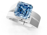 White gold Modern Tension Set Fancy Blue Asscher  Solitaire Wide Band Ring_69