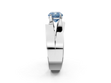 White gold Modern Tension Set Fancy Blue Cushion  Solitaire Wide Band Ring_64