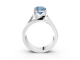 White gold Modern Tension Set Fancy Blue Cushion  Solitaire Wide Band Ring_65