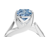 White gold Modern Tension Set Fancy Blue Cushion  Solitaire Wide Band Ring_66