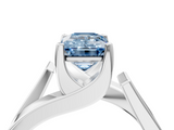 White gold Modern Tension Set Fancy Blue Emerald  Solitaire Wide Band Ring_194