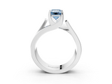 White gold Modern Tension Set Fancy Blue Emerald  Solitaire Wide Band Ring_197
