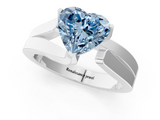 White gold Modern Tension Set Fancy Blue Heart  Solitaire Wide Band Ring_94