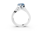White gold Modern Tension Set Fancy Blue Heart  Solitaire Wide Band Ring_96