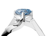 White gold Modern Tension Set Fancy Blue Heart  Solitaire Wide Band Ring_97