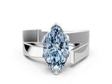 White gold Modern Tension Set Fancy Blue Marquise  Solitaire Wide Band Ring_116