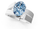 White gold Modern Tension Set Fancy Blue Oval  Solitaire Wide Band Ring_79