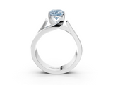 White gold Modern Tension Set Fancy Blue Oval  Solitaire Wide Band Ring_81