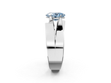 White gold Modern Tension Set Fancy Blue Oval  Solitaire Wide Band Ring_81