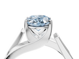 White gold Modern Tension Set Fancy Blue Oval  Solitaire Wide Band Ring_83