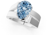 White gold Modern Tension Set Fancy Blue Pear  Solitaire Wide Band Ring_93