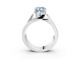 White gold Modern Tension Set Fancy Blue Pear  Solitaire Wide Band Ring_95