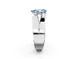 White gold Modern Tension Set Fancy Blue Pear  Solitaire Wide Band Ring_95
