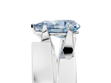 White gold Modern Tension Set Fancy Blue Pear  Solitaire Wide Band Ring_97