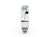 White gold Modern Tension Set Fancy Blue Princess  Solitaire Wide Band Ring_81