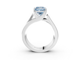 White gold Modern Tension Set Fancy Blue Princess  Solitaire Wide Band Ring_82