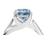 White gold Modern Tension Set Fancy Blue Princess  Solitaire Wide Band Ring_83