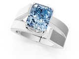 White gold Modern Tension Set Fancy Blue Radiant  Solitaire Wide Band Ring_113