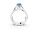 White gold Modern Tension Set Fancy Blue Radiant  Solitaire Wide Band Ring_115