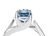 White gold Modern Tension Set Fancy Blue Radiant  Solitaire Wide Band Ring_117