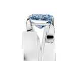 White gold Modern Tension Set Fancy Blue Radiant  Solitaire Wide Band Ring_117