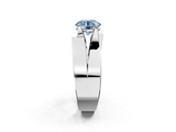 White gold Modern Tension Set Fancy Blue Round  Solitaire Wide Band Ring_79