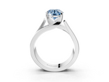 White gold Modern Tension Set Fancy Blue Round  Solitaire Wide Band Ring_80