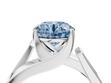 White gold Modern Tension Set Fancy Blue Round  Solitaire Wide Band Ring_81