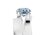 White gold Modern Tension Set Fancy Blue Round  Solitaire Wide Band Ring_84