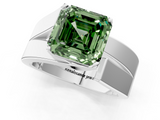 White gold Modern Tension Set Fancy Green Asscher  Solitaire Wide Band Ring_69