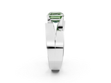 White gold Modern Tension Set Fancy Green Asscher  Solitaire Wide Band Ring_70
