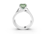 White gold Modern Tension Set Fancy Green Asscher  Solitaire Wide Band Ring_73