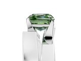 White gold Modern Tension Set Fancy Green Asscher  Solitaire Wide Band Ring_73
