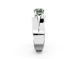 White gold Modern Tension Set Fancy Green Cushion  Solitaire Wide Band Ring_81