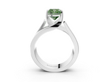 White gold Modern Tension Set Fancy Green Cushion  Solitaire Wide Band Ring_82
