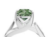 White gold Modern Tension Set Fancy Green Cushion  Solitaire Wide Band Ring_83